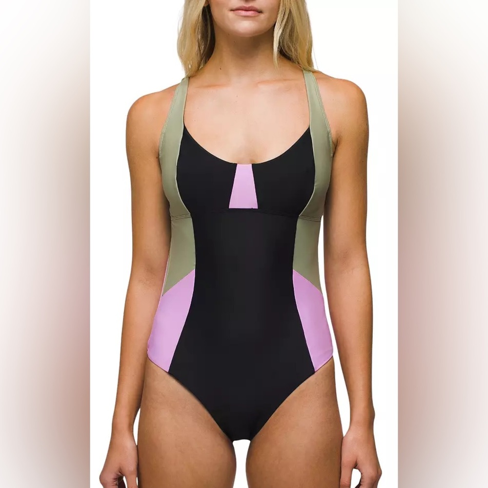 Prana Black and Pink One Piece Swimsuit